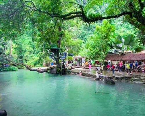 Vang Vieng Blue Lagoon with turquoise water
