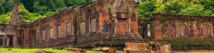 Champasak province with Mekong River and ancient temples