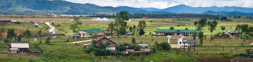Plain of Jars landscape with ancient stone jars