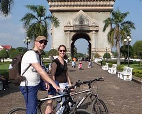 Cycling through Vientiane streets